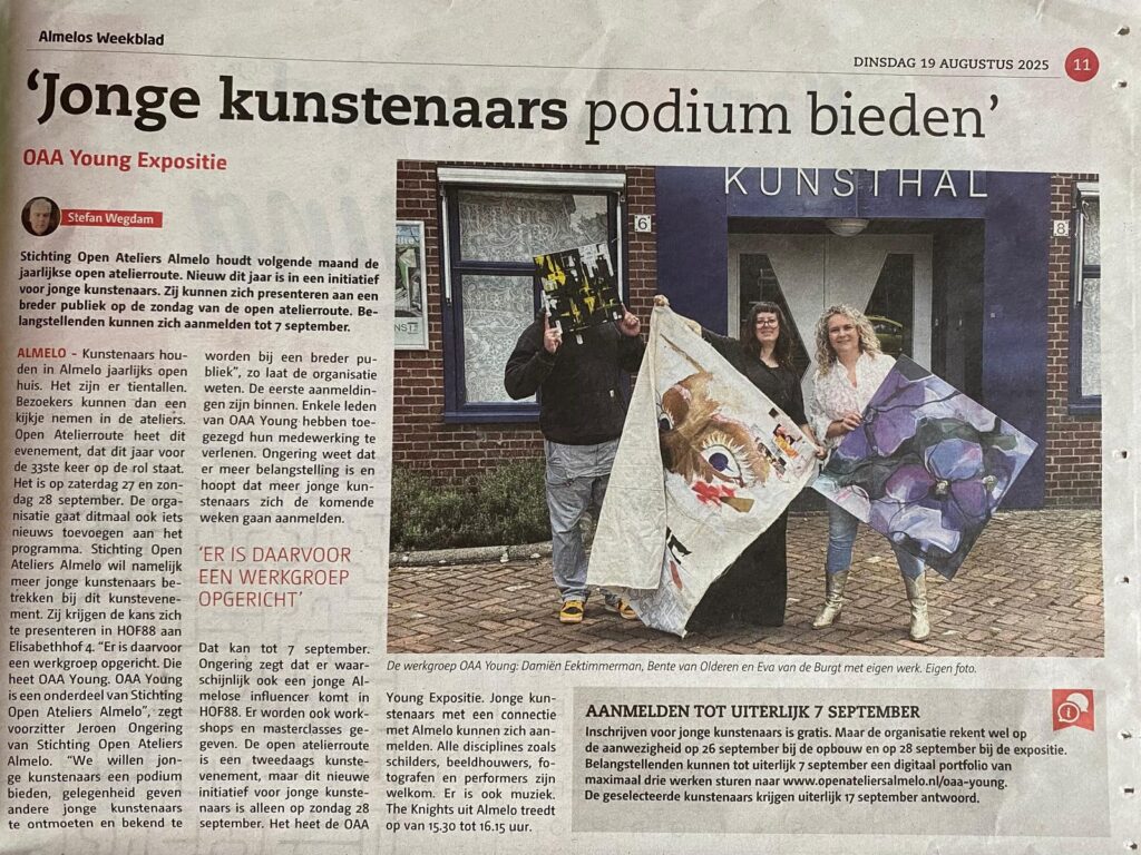 Artikel in Almelos Weekblad - Jonge kunstenaars een podium bieden